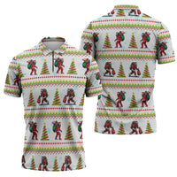Amazing Bigfoot Christmas Zipper Polo Shirt Xmas Holiday Patterns - Wonder Print Shop