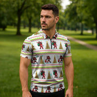 Amazing Bigfoot Christmas Zipper Polo Shirt Xmas Holiday Patterns - Wonder Print Shop