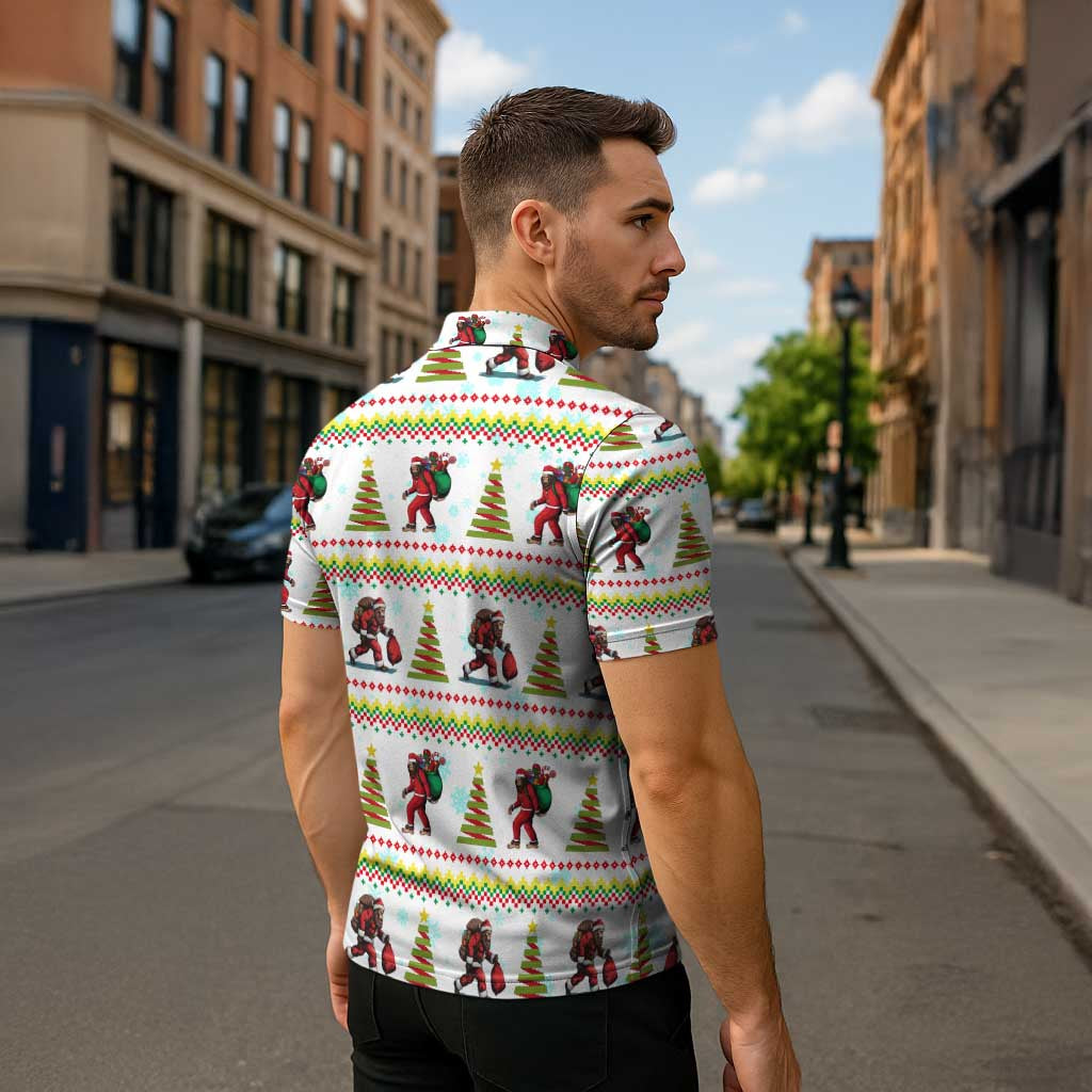Amazing Bigfoot Christmas Zipper Polo Shirt Xmas Holiday Patterns - Wonder Print Shop