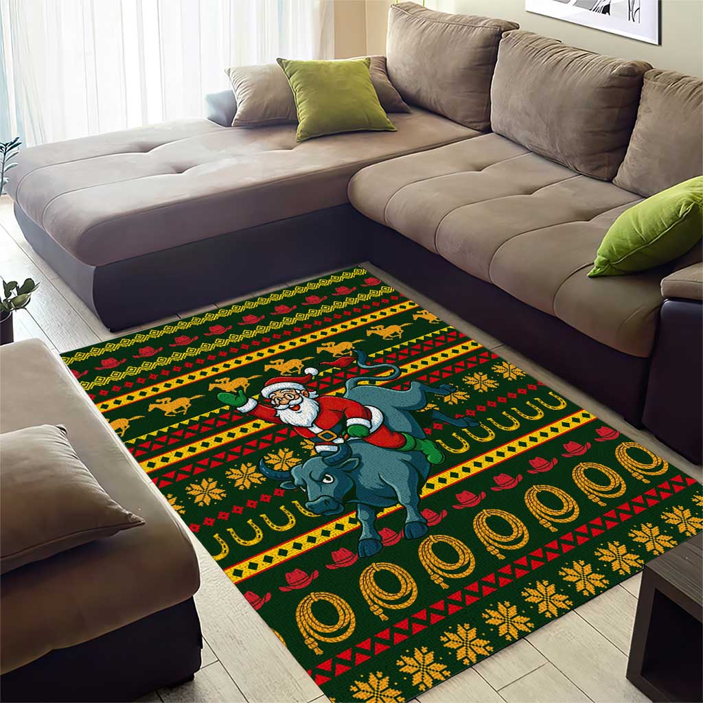 Amazing Cowboy Santa Claus Christmas Area Rug Xmas Holiday Patterns - Wonder Print Shop