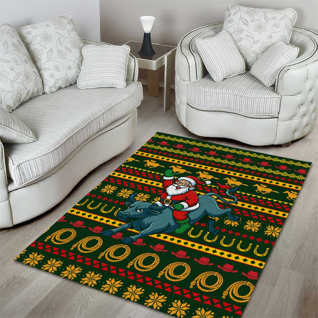 Amazing Cowboy Santa Claus Christmas Area Rug Xmas Holiday Patterns - Wonder Print Shop