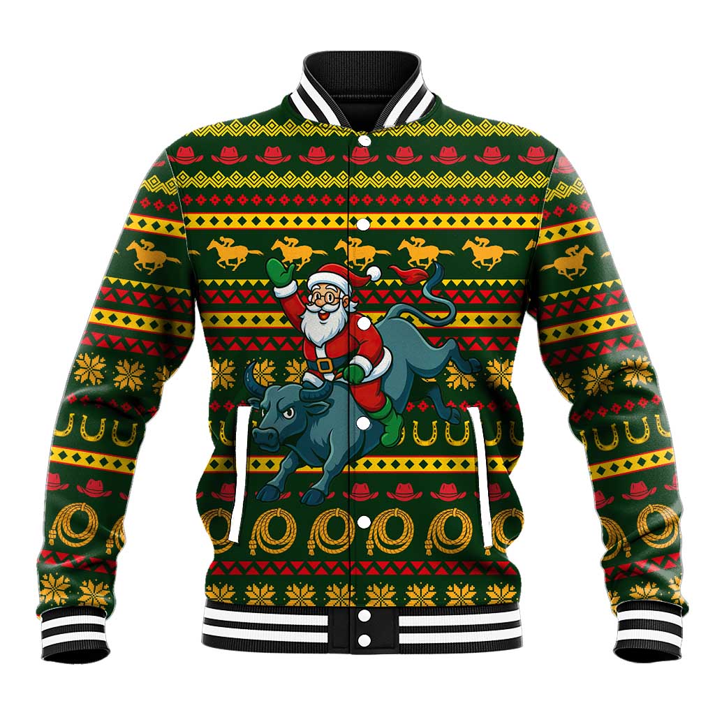 Amazing Cowboy Santa Claus Christmas Baseball Jacket Xmas Holiday Patterns - Wonder Print Shop