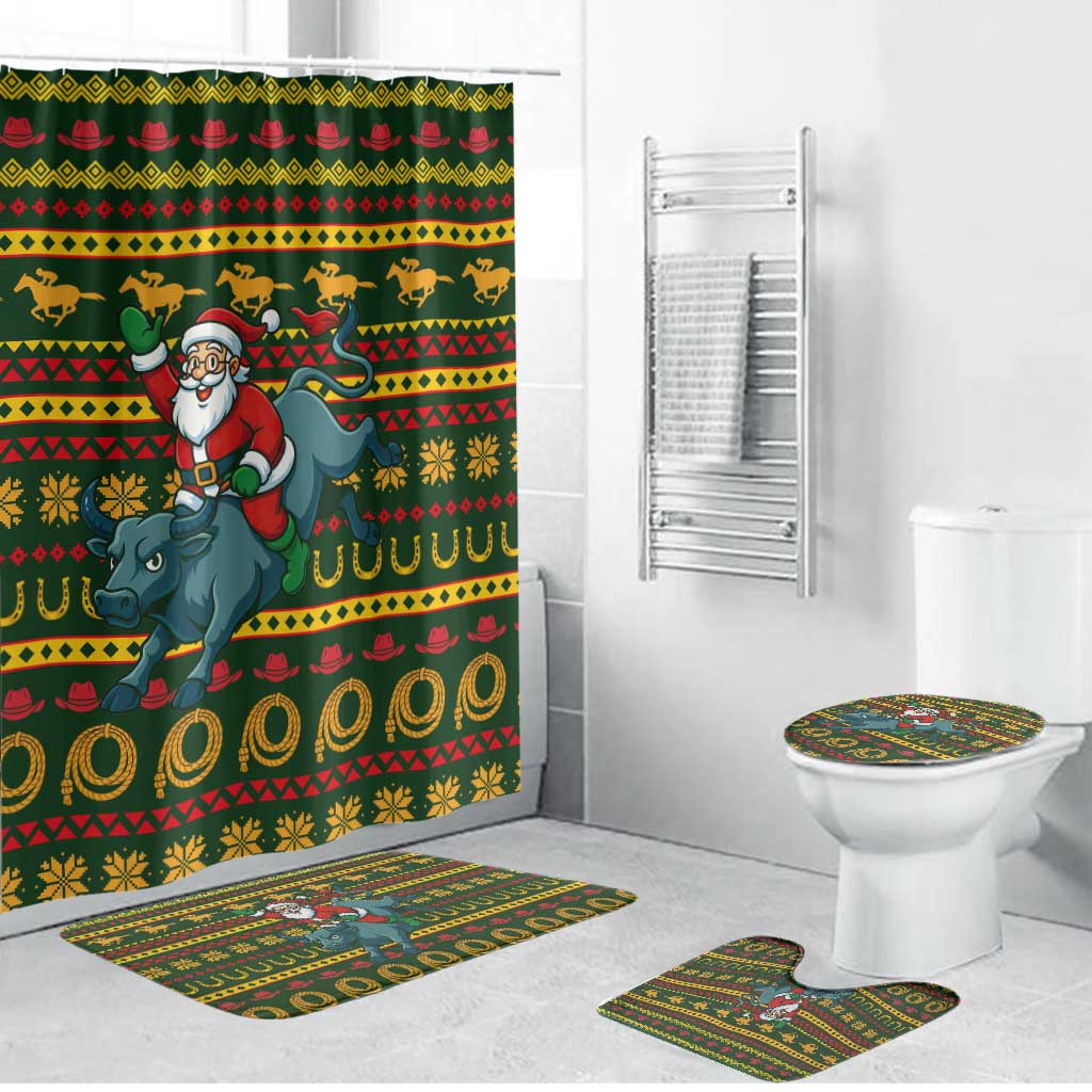 Amazing Cowboy Santa Claus Christmas Bathroom Set Xmas Holiday Patterns - Wonder Print Shop