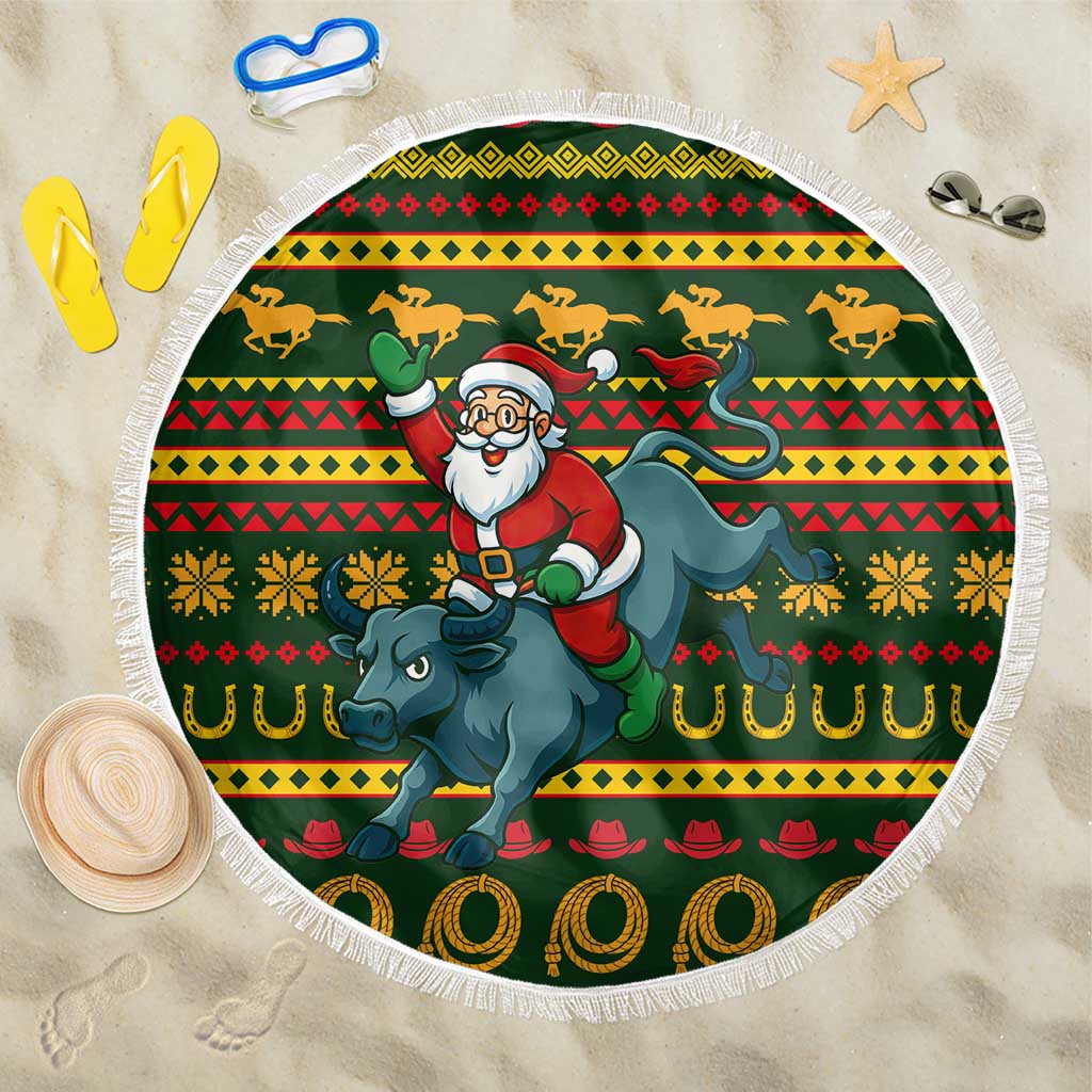 Amazing Cowboy Santa Claus Christmas Beach Blanket Xmas Holiday Patterns - Wonder Print Shop