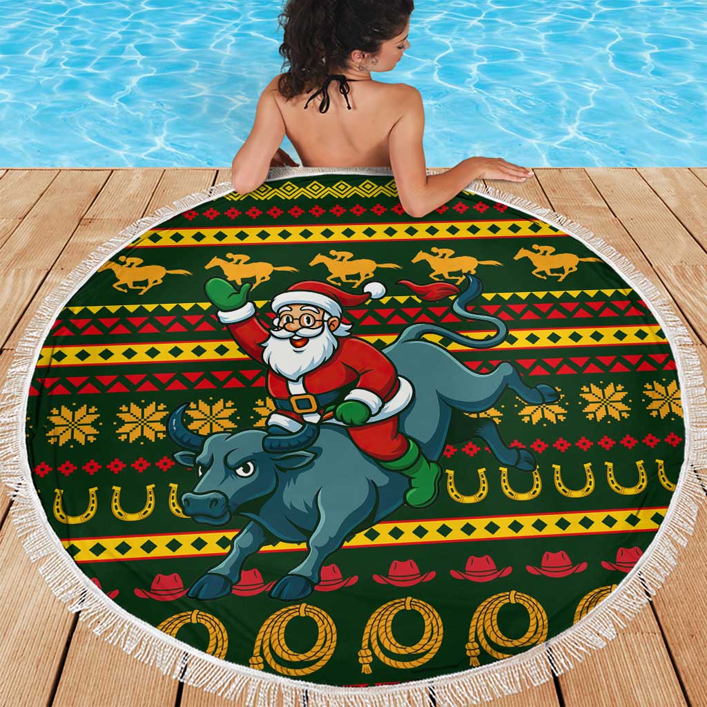 Amazing Cowboy Santa Claus Christmas Beach Blanket Xmas Holiday Patterns - Wonder Print Shop