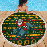 Amazing Cowboy Santa Claus Christmas Beach Blanket Xmas Holiday Patterns - Wonder Print Shop