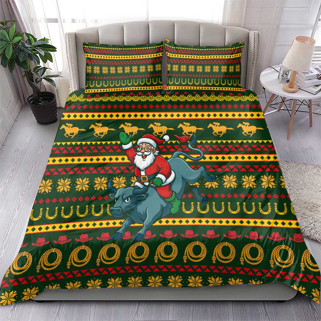 Amazing Cowboy Santa Claus Christmas Bedding Set Xmas Holiday Patterns - Wonder Print Shop