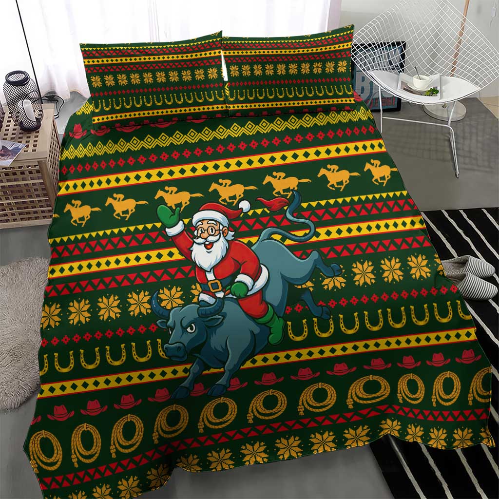 Amazing Cowboy Santa Claus Christmas Bedding Set Xmas Holiday Patterns - Wonder Print Shop