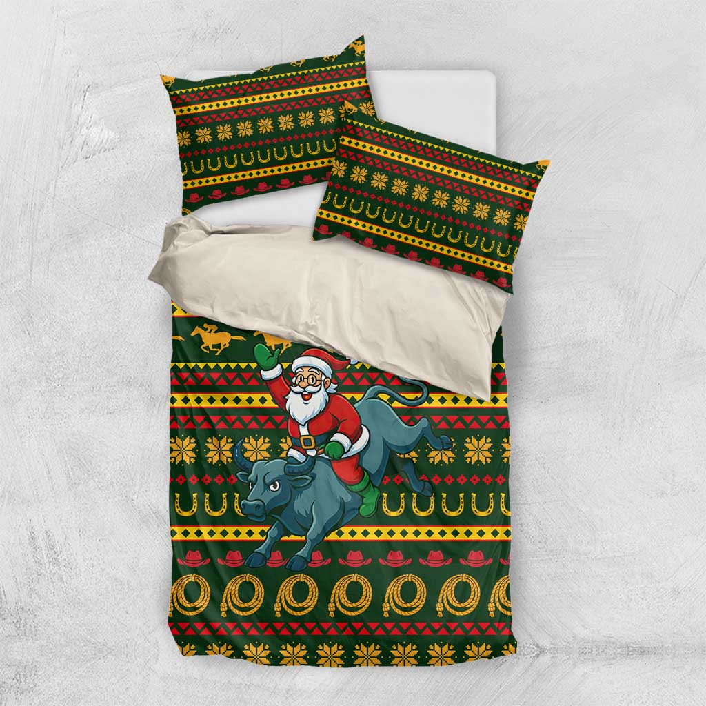 Amazing Cowboy Santa Claus Christmas Bedding Set Xmas Holiday Patterns - Wonder Print Shop