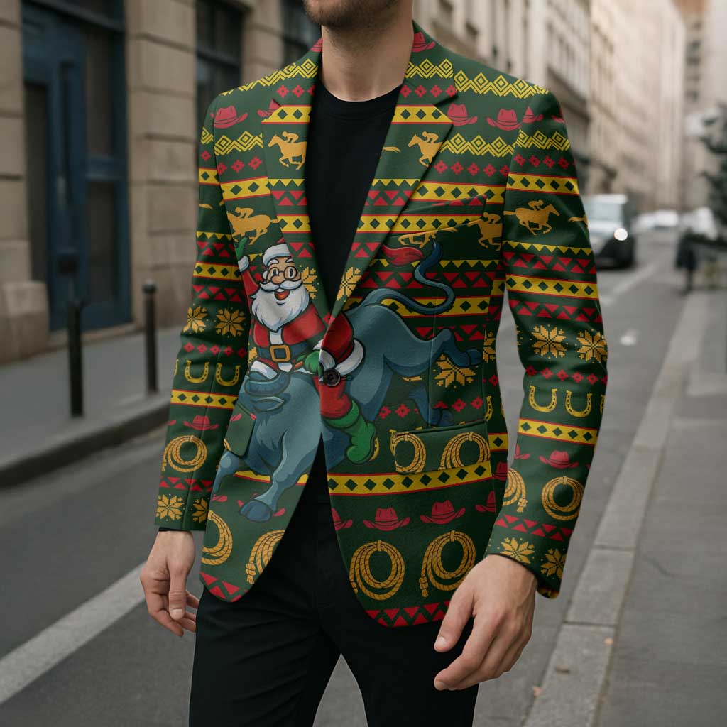 Amazing Cowboy Santa Claus Christmas Blazer Xmas Holiday Patterns - Wonder Print Shop