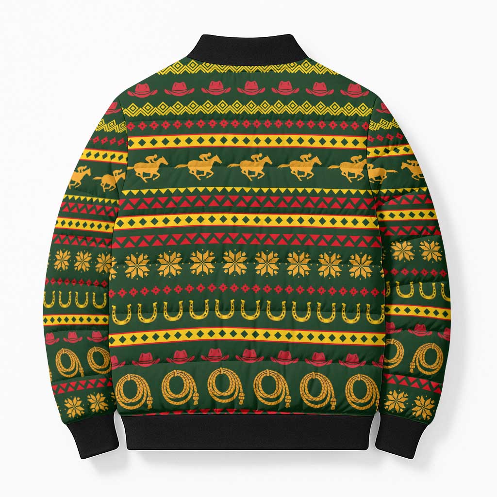 Amazing Cowboy Santa Claus Christmas Bomber Puffer Jacket Xmas Holiday Patterns - Wonder Print Shop