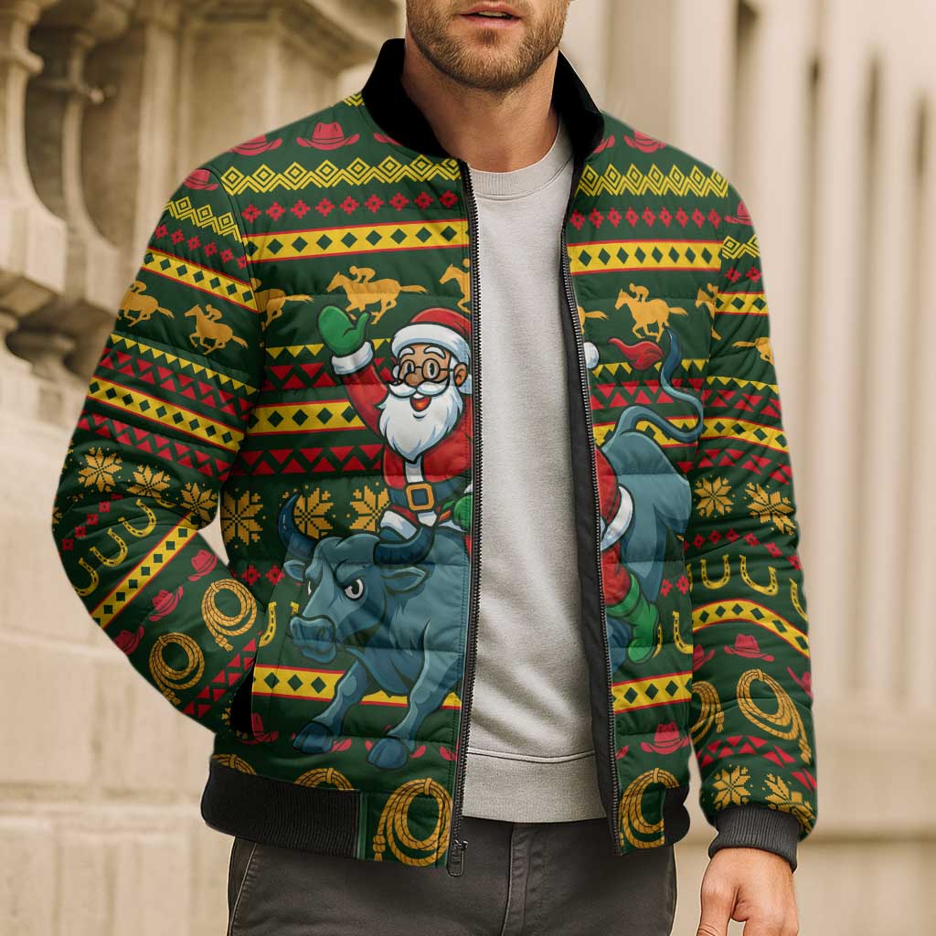 Amazing Cowboy Santa Claus Christmas Bomber Puffer Jacket Xmas Holiday Patterns - Wonder Print Shop