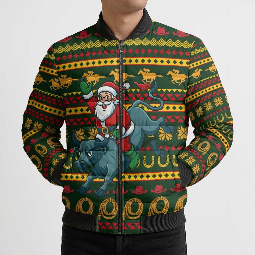 Amazing Cowboy Santa Claus Christmas Bomber Puffer Jacket Xmas Holiday Patterns - Wonder Print Shop