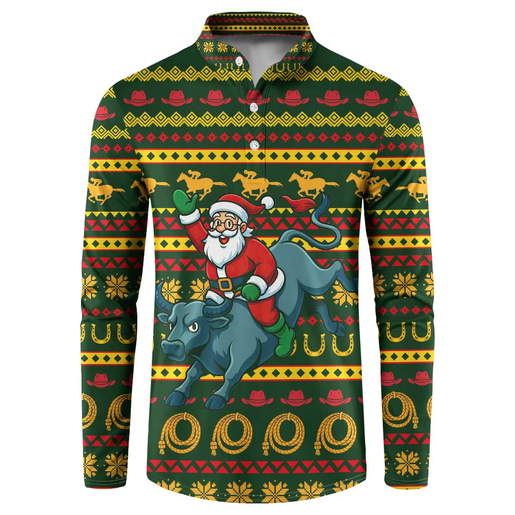 Amazing Cowboy Santa Claus Christmas Button Sweatshirt Xmas Holiday Patterns - Wonder Print Shop