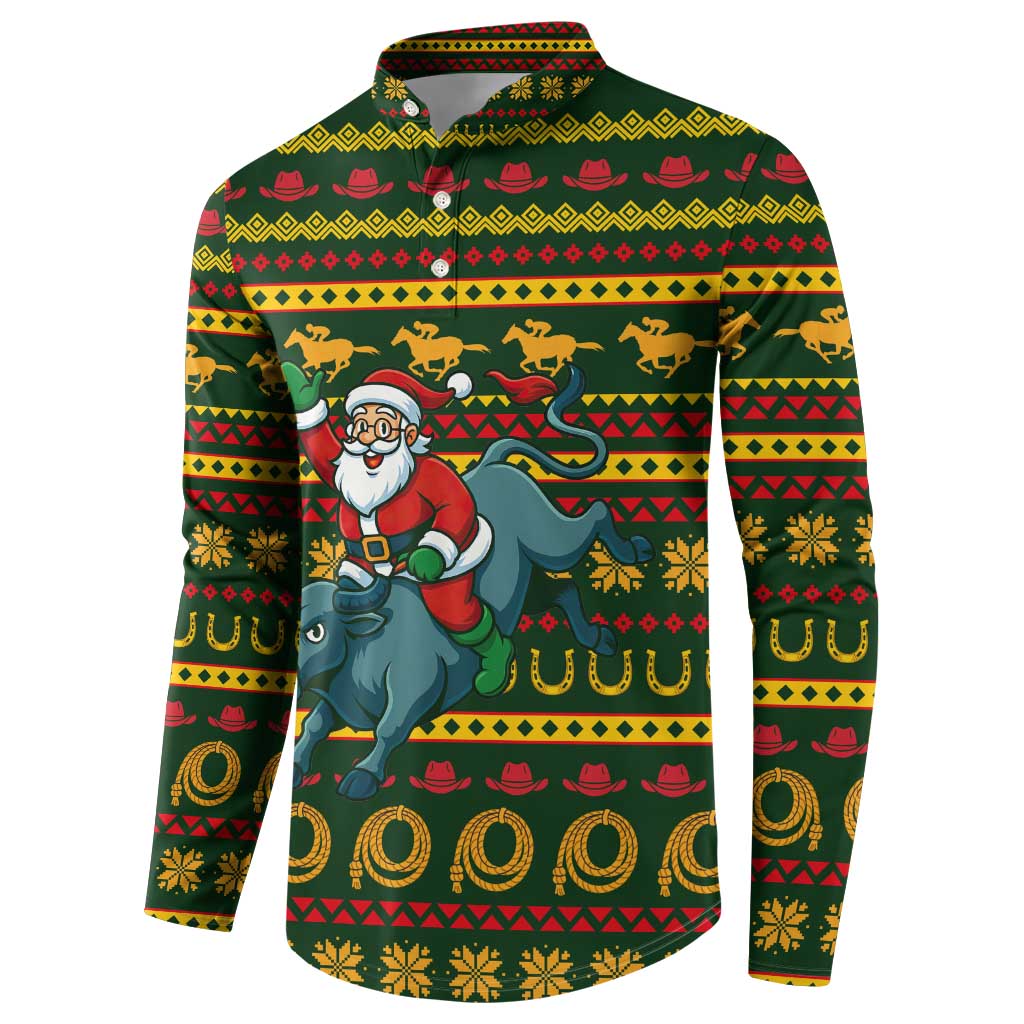 Amazing Cowboy Santa Claus Christmas Button Sweatshirt Xmas Holiday Patterns - Wonder Print Shop