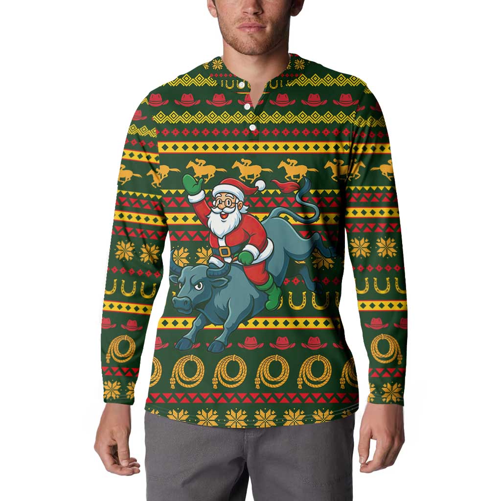 Amazing Cowboy Santa Claus Christmas Button Sweatshirt Xmas Holiday Patterns - Wonder Print Shop