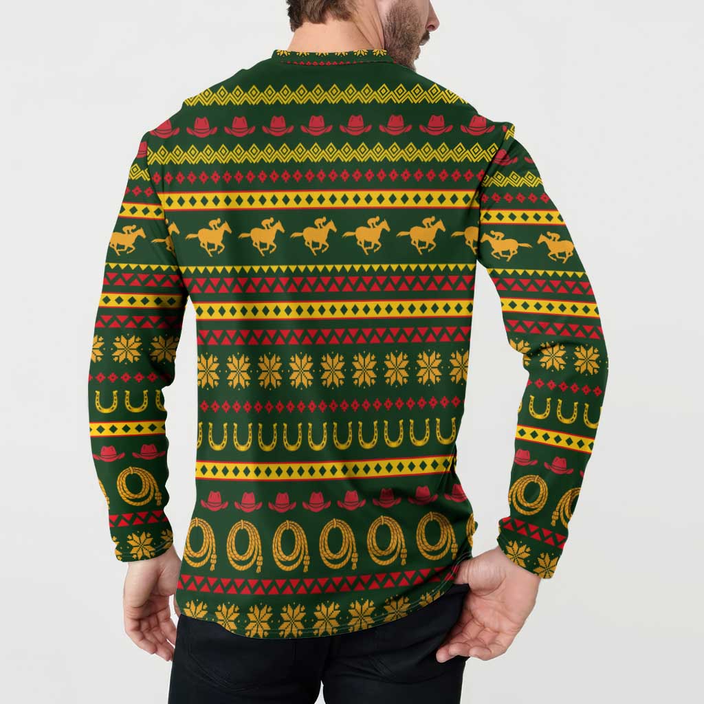 Amazing Cowboy Santa Claus Christmas Button Sweatshirt Xmas Holiday Patterns - Wonder Print Shop