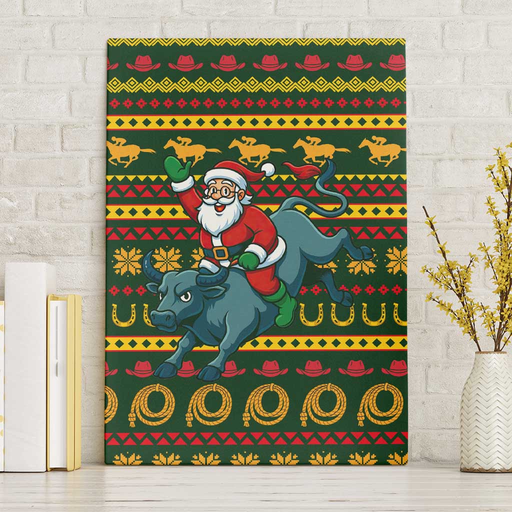 Amazing Cowboy Santa Claus Christmas Canvas Wall Art Xmas Holiday Patterns - Wonder Print Shop