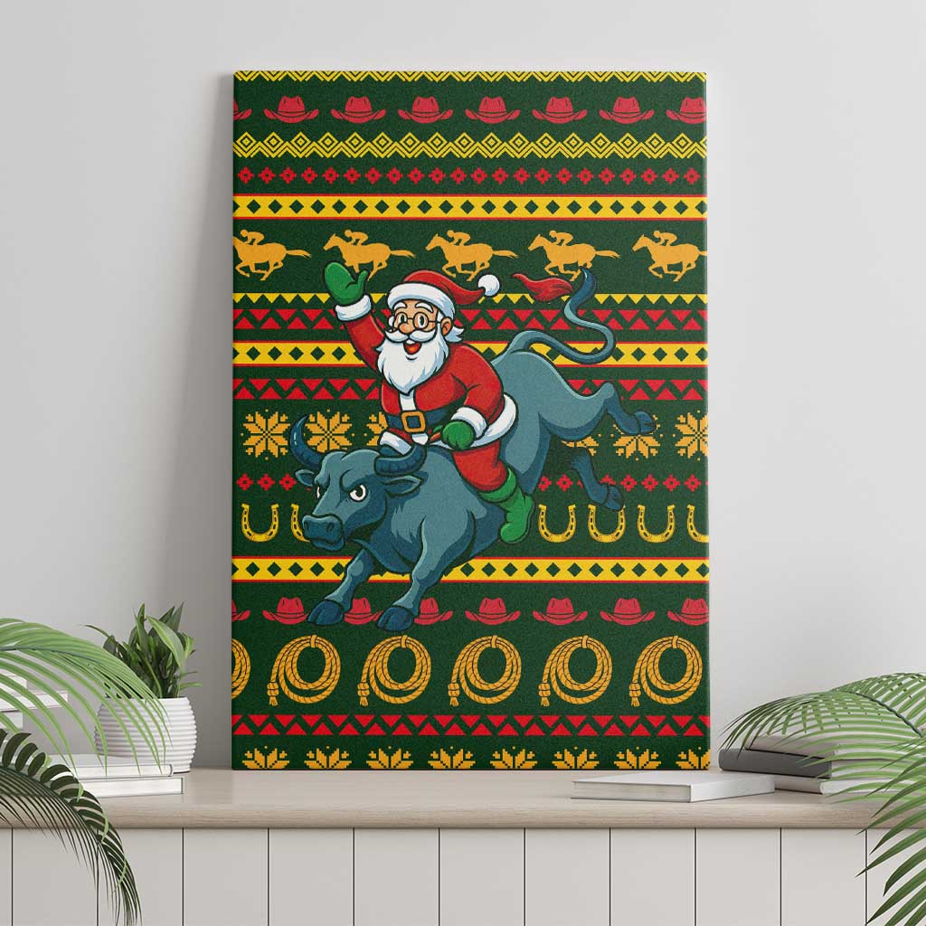 Amazing Cowboy Santa Claus Christmas Canvas Wall Art Xmas Holiday Patterns - Wonder Print Shop