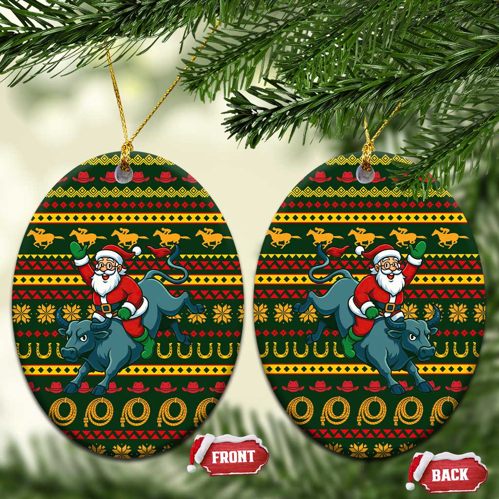 Amazing Cowboy Santa Claus Christmas Ceramic Ornament Xmas Holiday Patterns - Wonder Print Shop