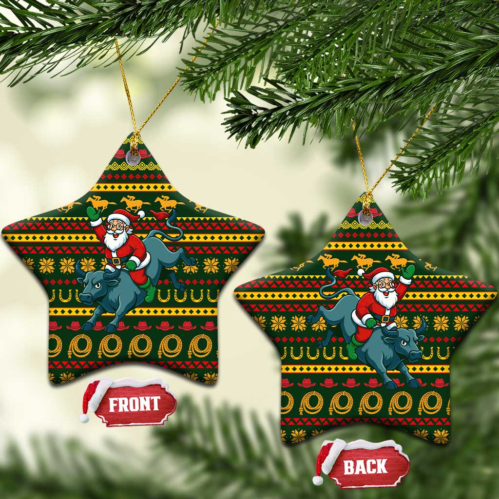 Amazing Cowboy Santa Claus Christmas Ceramic Ornament Xmas Holiday Patterns - Wonder Print Shop