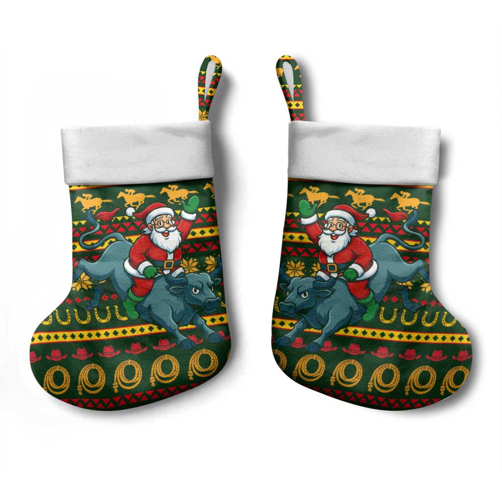 Amazing Cowboy Santa Claus Christmas Stocking Xmas Holiday Patterns - Wonder Print Shop