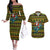Amazing Cowboy Santa Claus Christmas Couples Matching Off The Shoulder Long Sleeve Dress and Hawaiian Shirt Xmas Holiday Patterns - Wonder Print Shop