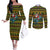 Amazing Cowboy Santa Claus Christmas Couples Matching Off The Shoulder Long Sleeve Dress and Long Sleeve Button Shirt Xmas Holiday Patterns - Wonder Print Shop