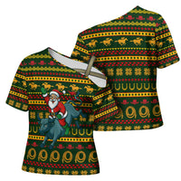 Amazing Cowboy Santa Claus Christmas Cross Shoulder Shirt Xmas Holiday Patterns - Wonder Print Shop