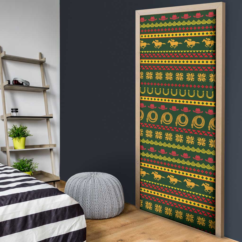 Amazing Cowboy Santa Claus Christmas Door Cover Xmas Holiday Patterns - Wonder Print Shop