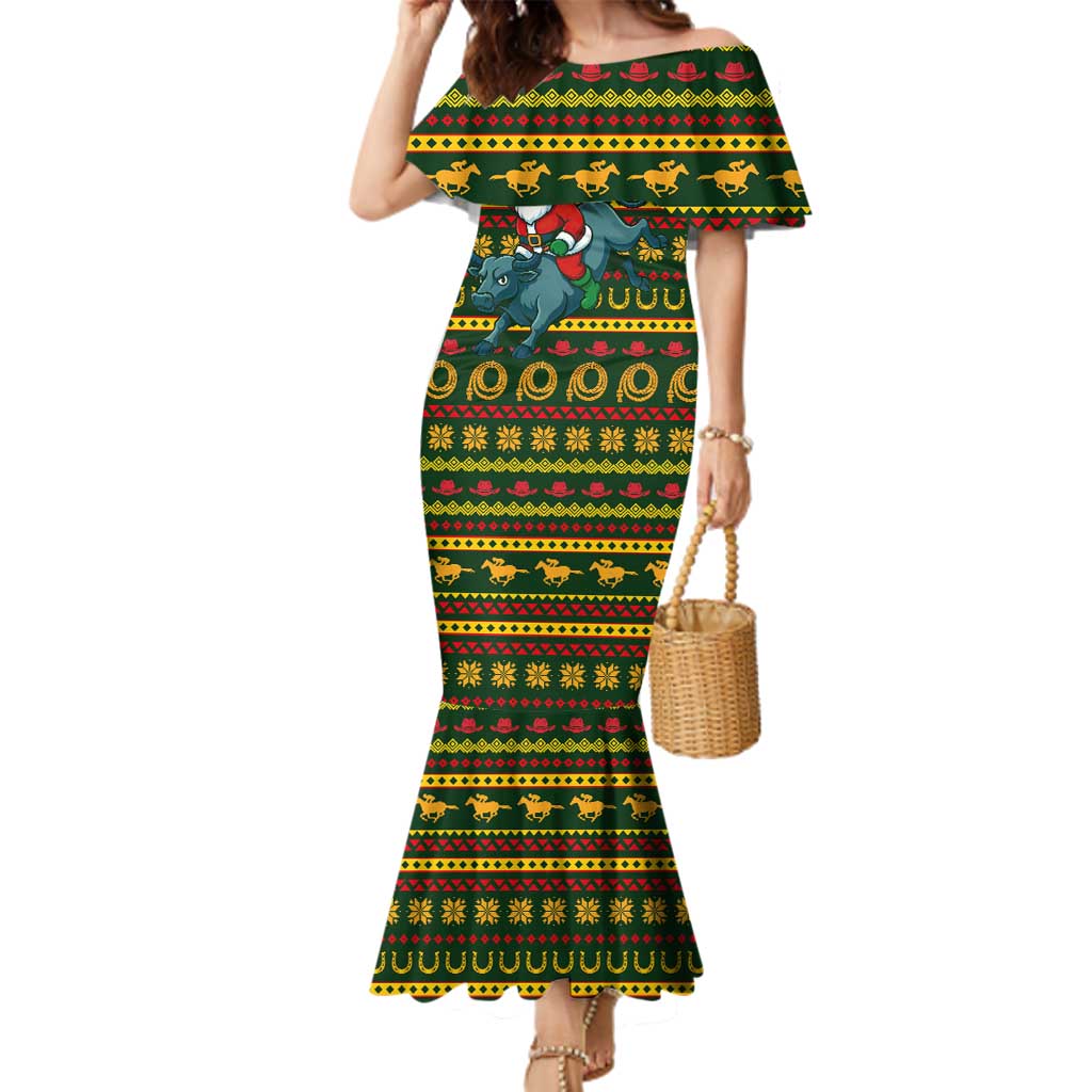 Amazing Cowboy Santa Claus Christmas Family Matching Mermaid Dress and Hawaiian Shirt Xmas Holiday Patterns - Wonder Print Shop