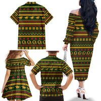 Amazing Cowboy Santa Claus Christmas Family Matching Off The Shoulder Long Sleeve Dress and Hawaiian Shirt Xmas Holiday Patterns - Wonder Print Shop