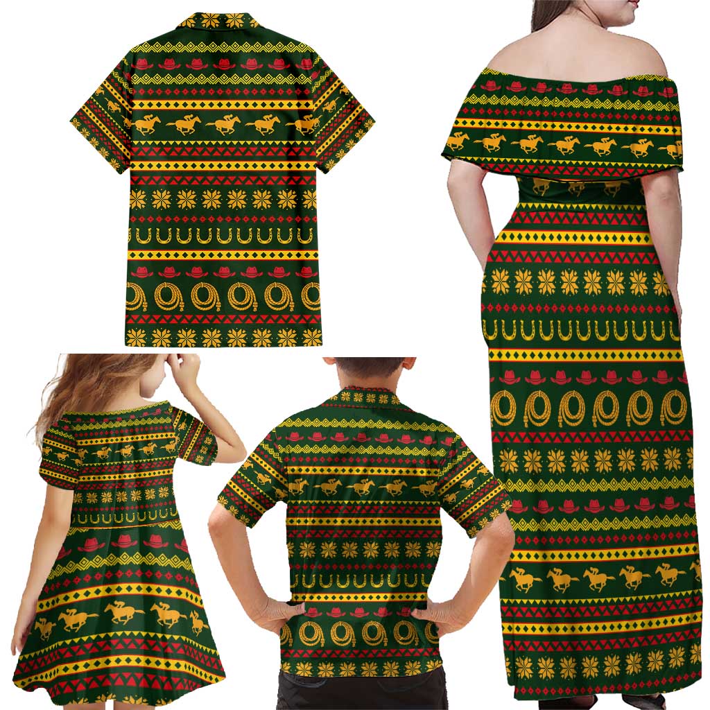 Amazing Cowboy Santa Claus Christmas Family Matching Off Shoulder Maxi Dress and Hawaiian Shirt Xmas Holiday Patterns - Wonder Print Shop