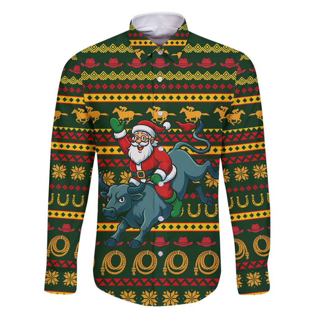 Amazing Cowboy Santa Claus Christmas Family Matching Off Shoulder Maxi Dress and Hawaiian Shirt Xmas Holiday Patterns - Wonder Print Shop