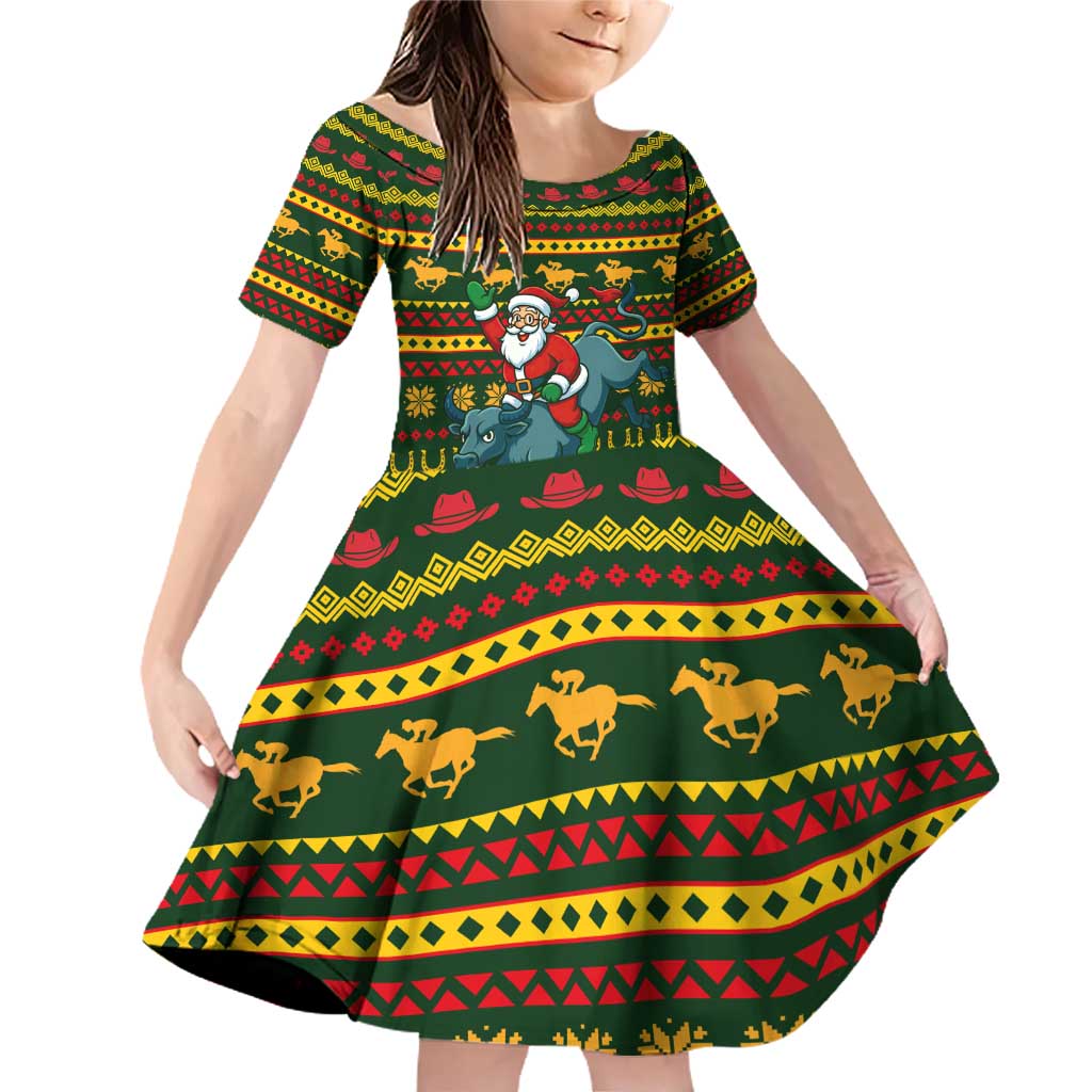 Amazing Cowboy Santa Claus Christmas Family Matching Off Shoulder Short Dress and Hawaiian Shirt Xmas Holiday Patterns - Wonder Print Shop