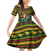 Amazing Cowboy Santa Claus Christmas Family Matching Off Shoulder Short Dress and Hawaiian Shirt Xmas Holiday Patterns - Wonder Print Shop