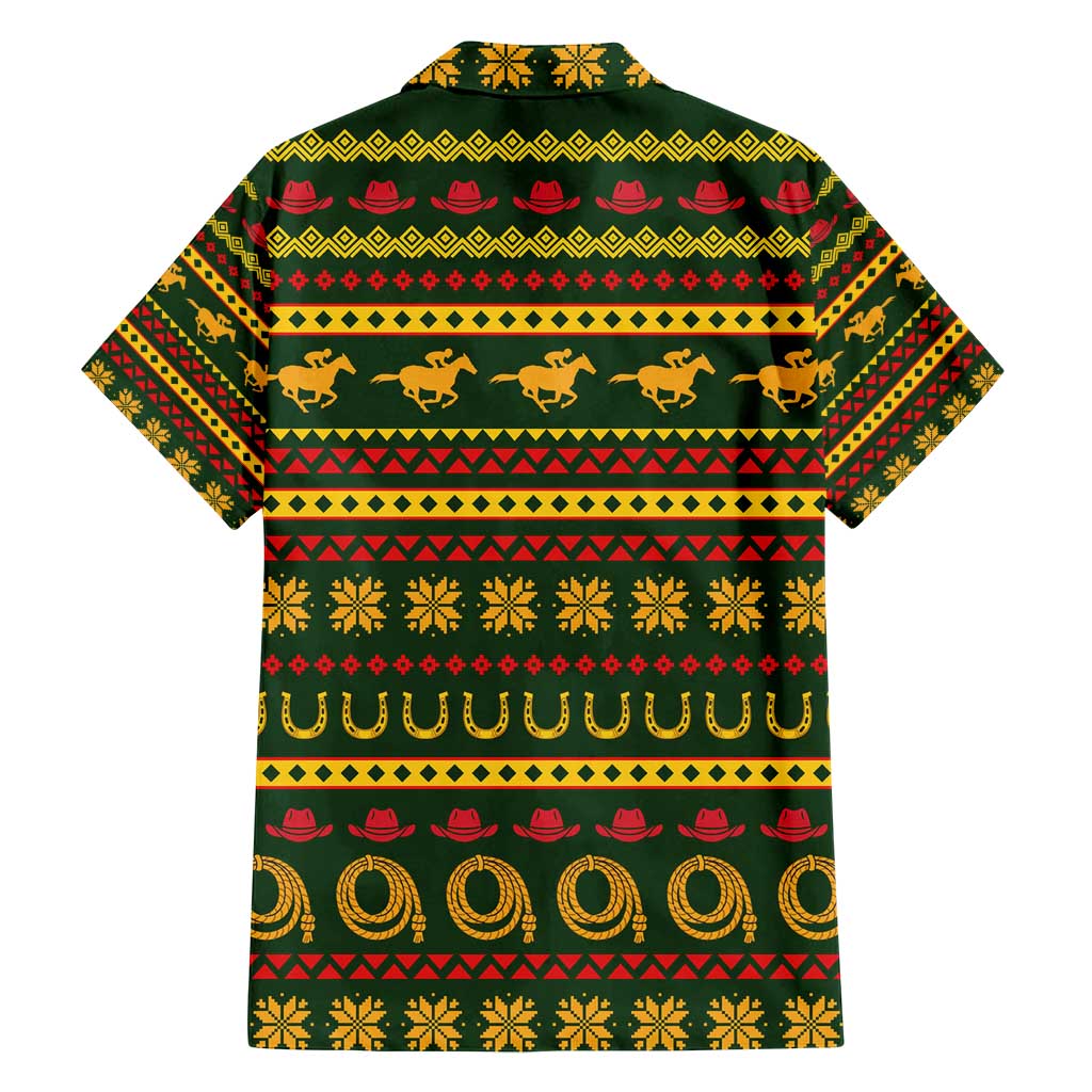 Amazing Cowboy Santa Claus Christmas Family Matching Off Shoulder Short Dress and Hawaiian Shirt Xmas Holiday Patterns - Wonder Print Shop