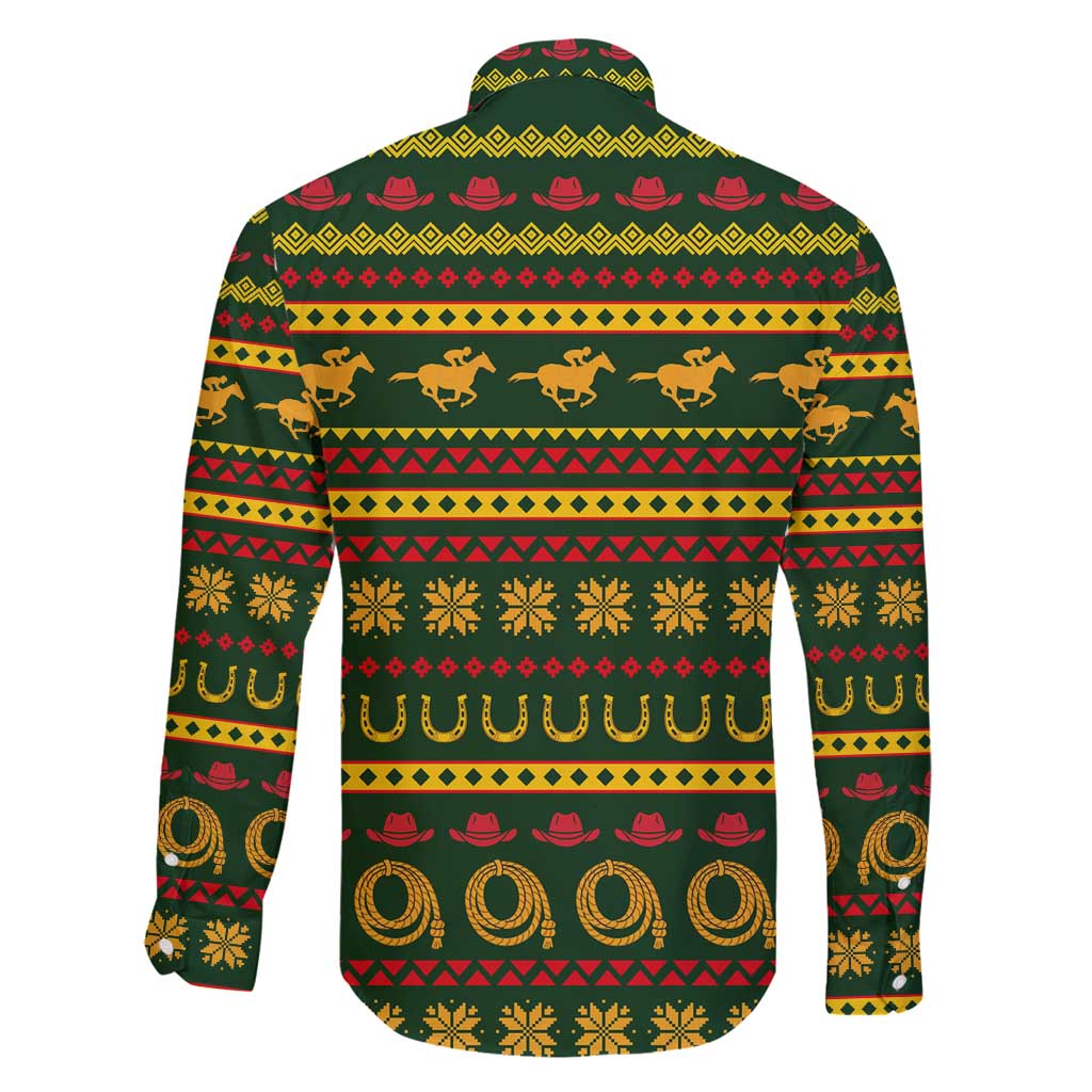 Amazing Cowboy Santa Claus Christmas Family Matching Off Shoulder Short Dress and Hawaiian Shirt Xmas Holiday Patterns - Wonder Print Shop