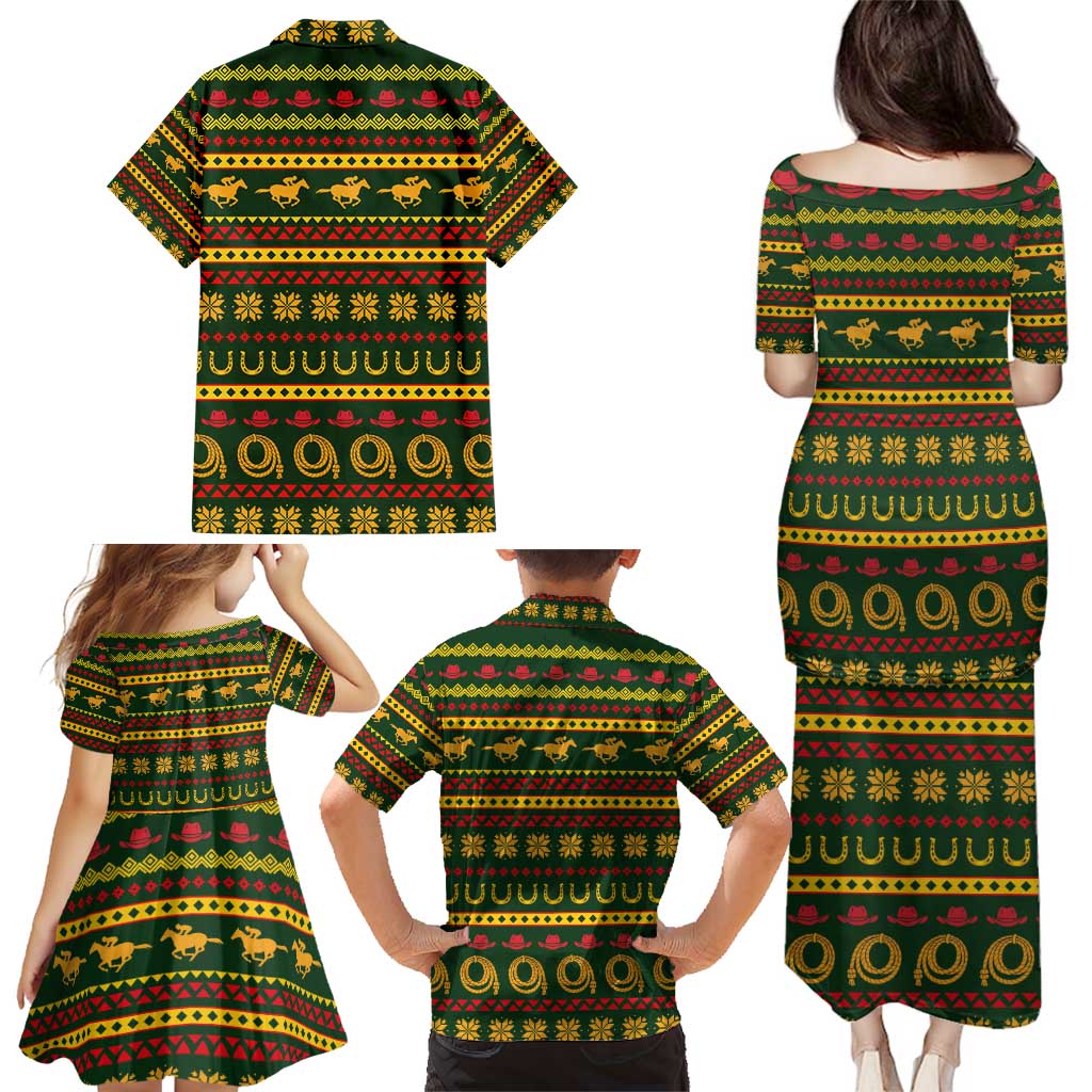Amazing Cowboy Santa Claus Christmas Family Matching Puletasi and Hawaiian Shirt Xmas Holiday Patterns - Wonder Print Shop