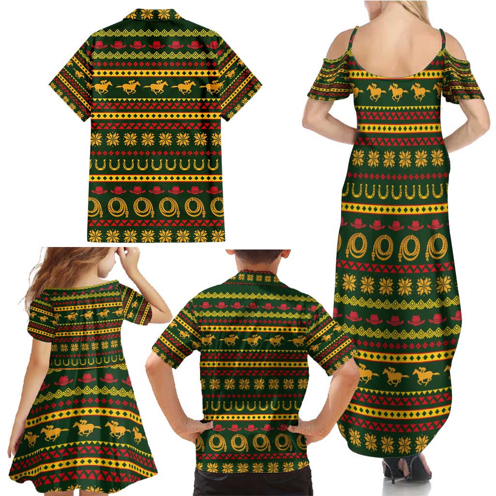 Amazing Cowboy Santa Claus Christmas Family Matching Summer Maxi Dress and Hawaiian Shirt Xmas Holiday Patterns - Wonder Print Shop