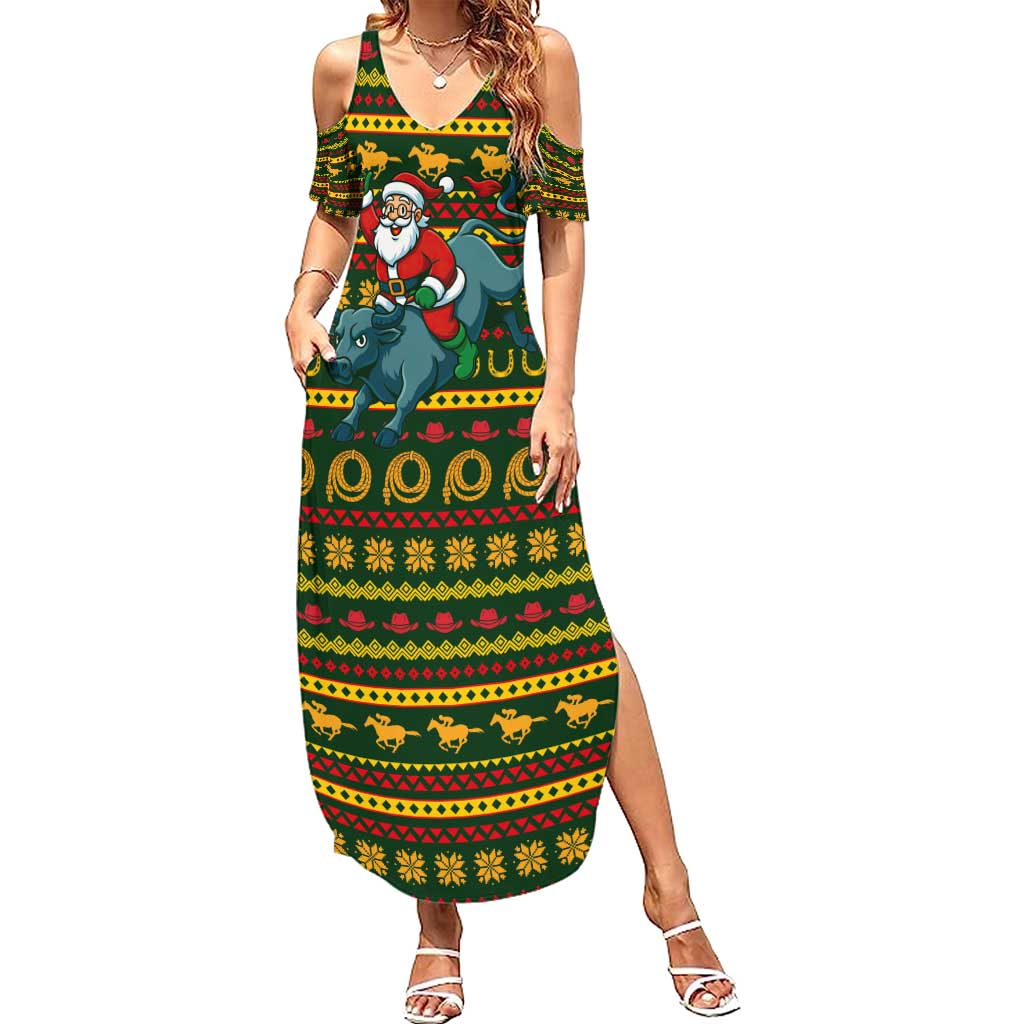 Amazing Cowboy Santa Claus Christmas Family Matching Summer Maxi Dress and Hawaiian Shirt Xmas Holiday Patterns - Wonder Print Shop