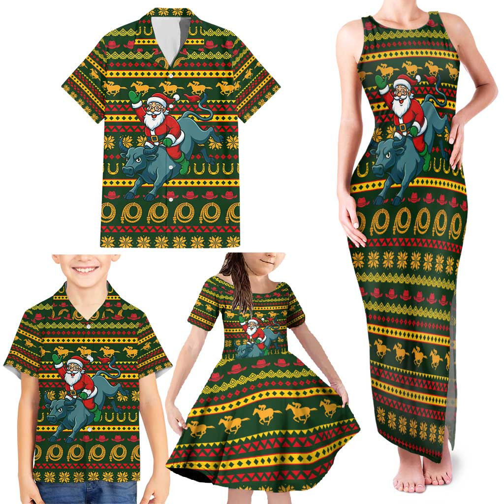 Amazing Cowboy Santa Claus Christmas Family Matching Tank Maxi Dress and Hawaiian Shirt Xmas Holiday Patterns - Wonder Print Shop