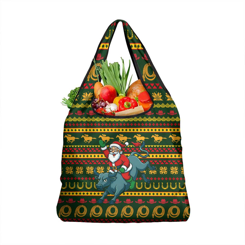 Amazing Cowboy Santa Claus Christmas Grocery Bag Xmas Holiday Patterns - Wonder Print Shop