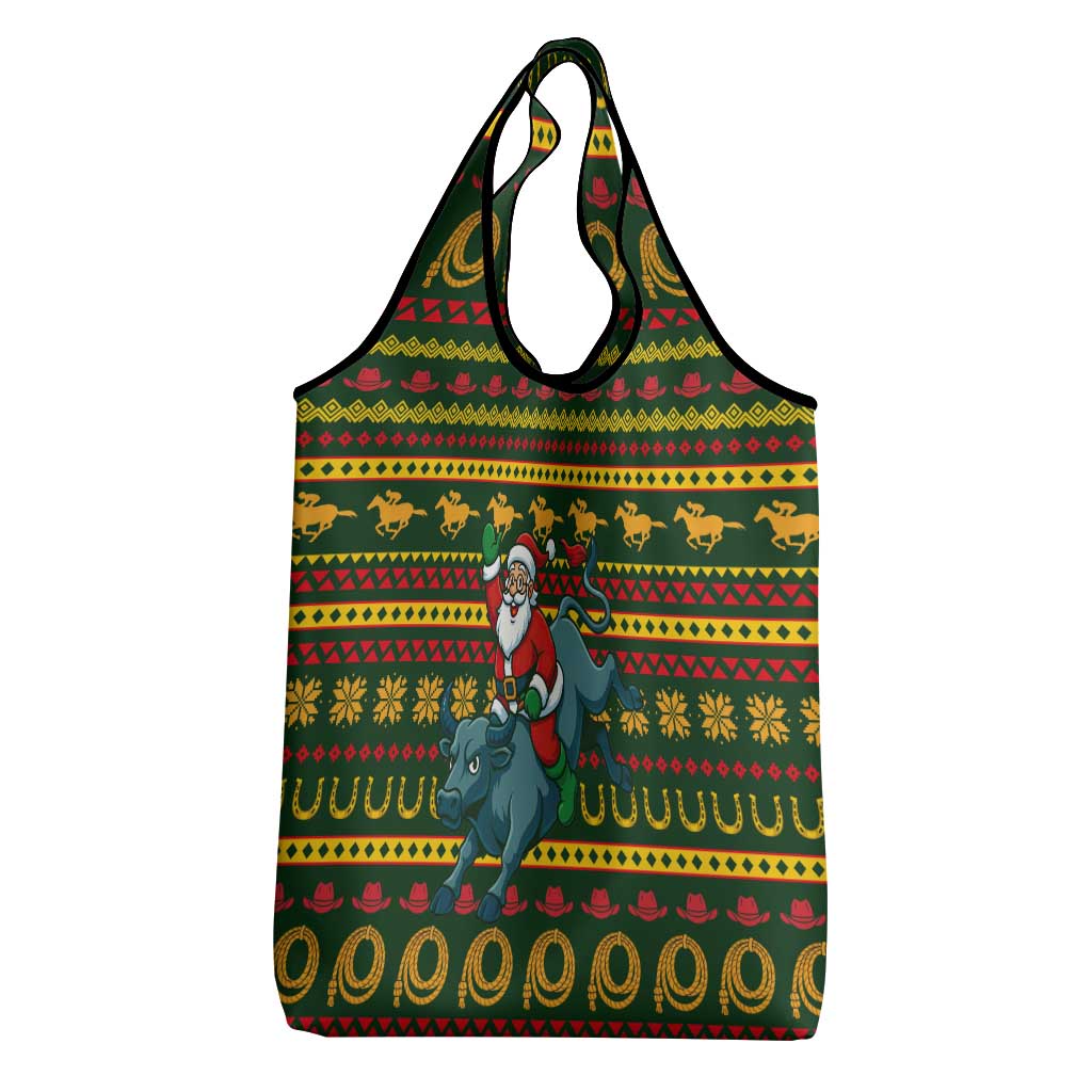 Amazing Cowboy Santa Claus Christmas Grocery Bag Xmas Holiday Patterns - Wonder Print Shop