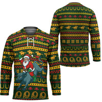 Amazing Cowboy Santa Claus Christmas Hockey Jersey Xmas Holiday Patterns - Wonder Print Shop