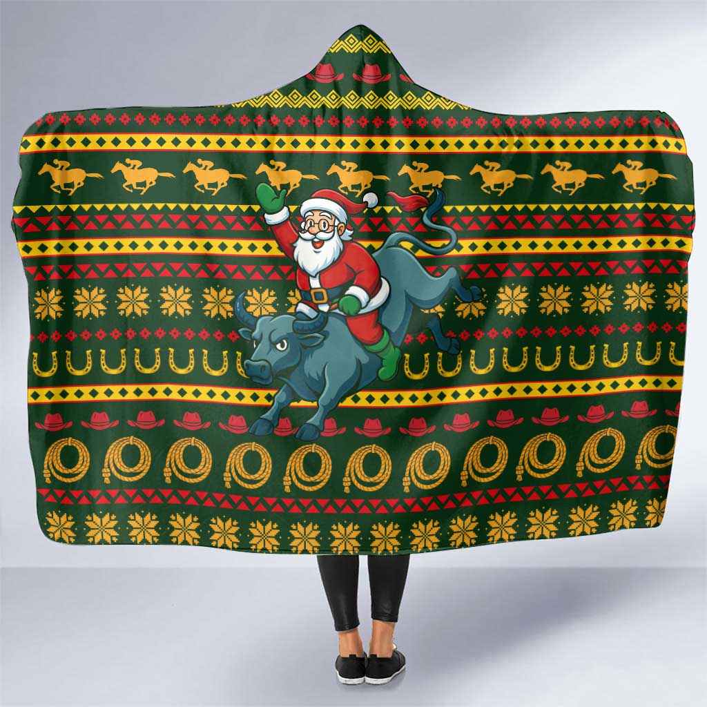 Amazing Cowboy Santa Claus Christmas Hooded Blanket Xmas Holiday Patterns - Wonder Print Shop