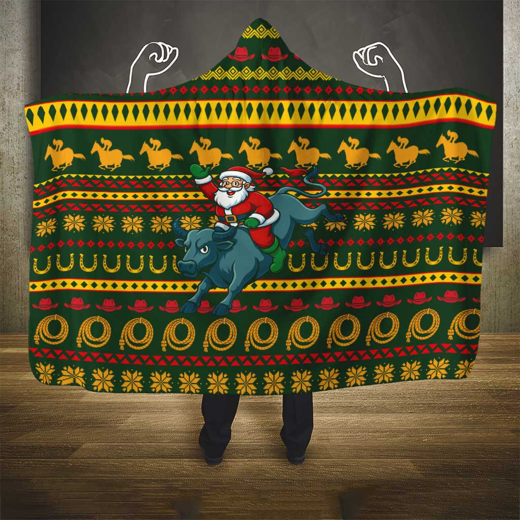 Amazing Cowboy Santa Claus Christmas Hooded Blanket Xmas Holiday Patterns - Wonder Print Shop