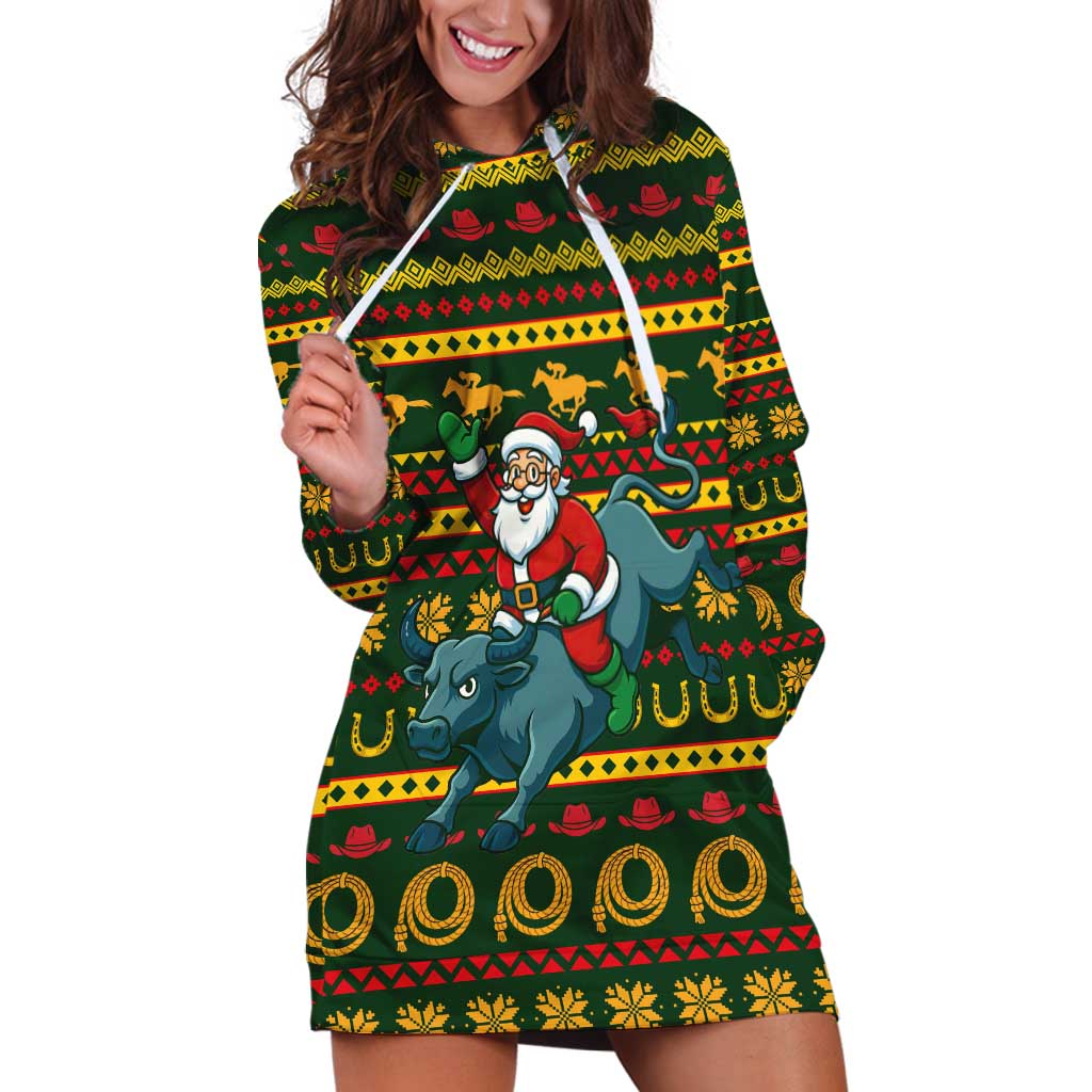 Amazing Cowboy Santa Claus Christmas Hoodie Dress Xmas Holiday Patterns - Wonder Print Shop