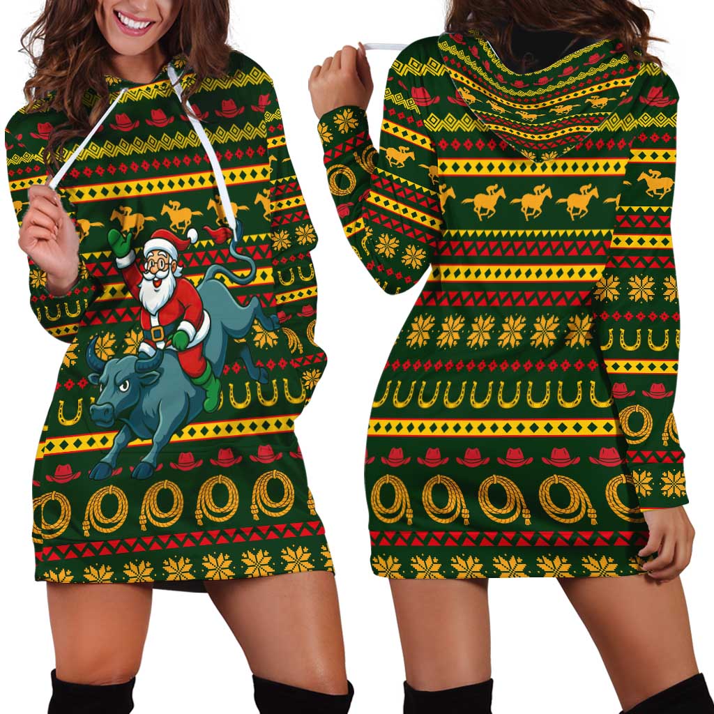 Amazing Cowboy Santa Claus Christmas Hoodie Dress Xmas Holiday Patterns - Wonder Print Shop