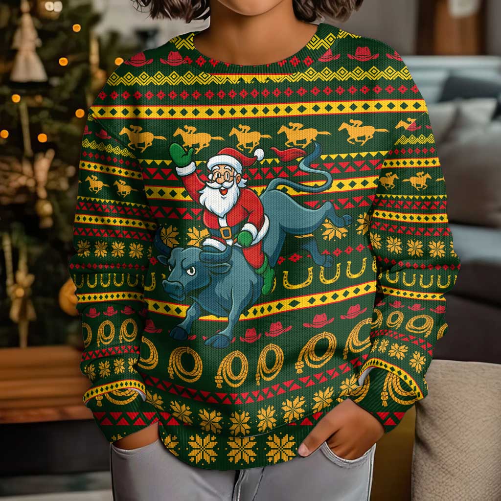 Amazing Cowboy Santa Claus Christmas Kid Ugly Christmas Sweater Xmas Holiday Patterns - Wonder Print Shop